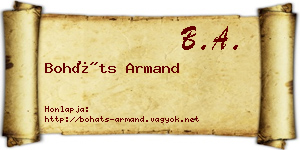 Boháts Armand névjegykártya